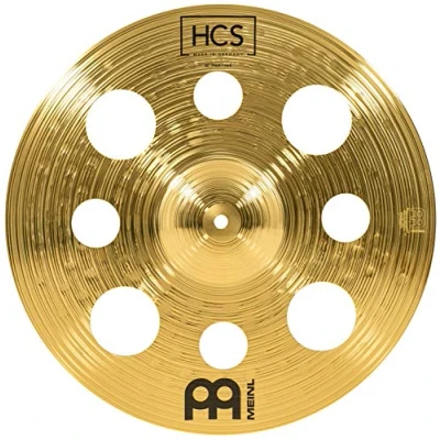 Image of Meinl Cymbals HCS Trash Crash Cymbal 16 inch (Video) with holes for Drum Set (40,64cm) Traditional Finish Brass, Made In Germany (HCS16TRC)