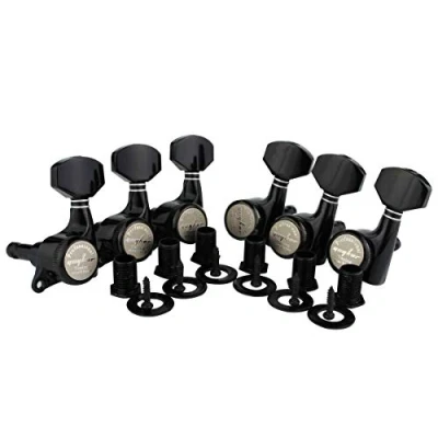 Image of Guyker 6Pcs Guitar Locking Tuners (6 Left Handed) 1:18 Ratio Lock String Tuning Key Pegs Machine Heads with Hexagonal Handle Replacement for LP SG Style Electric, Folk or Acoustic Guitars Black