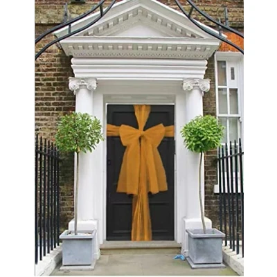 Image of The Chair Cover Company Christmas Decoration Front Door Bow Wedding Traditional 9m To Make Doors Festive (Gold)