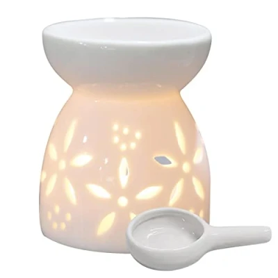 Image of Wax Melt Oil Burner White Ceramic Burners Assorted Wa x Warmer Aromatherapy Tarts Holder Candle Scented Diffuser Home Bedroom Decor Housewarming