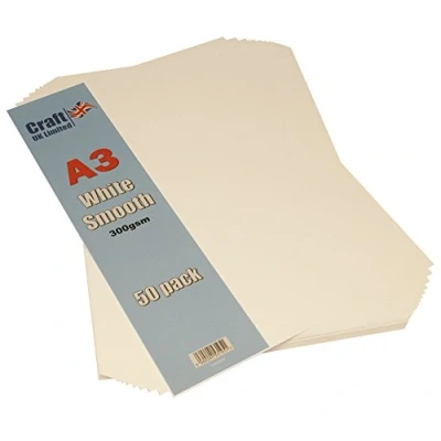 Image of Craft UK 2010 A3 300gsm Smooth Card White (Pack of 50 Sheets)