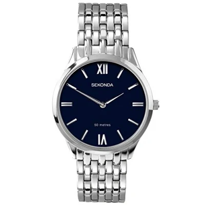 Image of Sekonda Mens Quartz Watch with Blue Dial Analogue Display and Stainless Steel Bracelet 1609