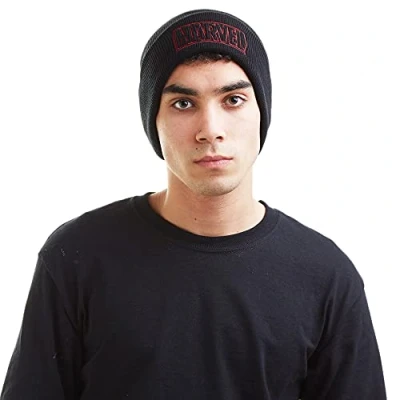 Image of Marvel Men&#039;s Line Logo Beanie, Black (Black Blk), One Size UK