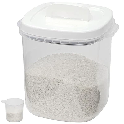 Image of Taylor &amp; Brown 10KG Rice Storage Container Large Airtight Food with Lid and Measuring Cup, BPA Free Plastic Portable Cereal for Kitchen Bin Beans, Flour, Pet