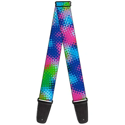 Image of Buckle Down Guitar Strap Halftone Dots Light Blue Blues Greens Pinks 2 Inches Wide