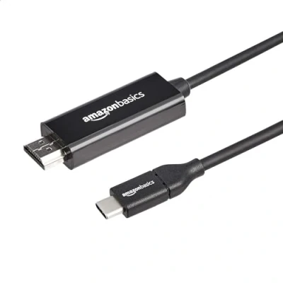 Image of Amazon Basics USB C (Source) to HDMI (Display) Cable Adapter (Thunderbolt 3 Compatible) 4K@30Hz, feet, Black