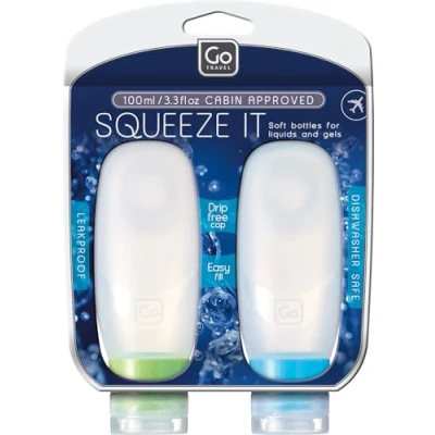 Image of Go Travel Squeezy 100ml Cabin Approved Bottles for Liquids 2 Per Pack (Ref 660)