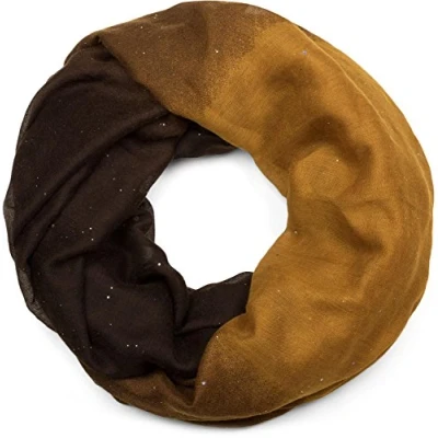 Image of styleBREAKER classic glitter loop tube scarf with gradient, scarf, sequins, kerchief, women 01017033, Colour:Mustard Dark Brown