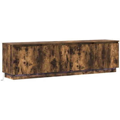 Image of vidaXL TV Cabinet with LED Smoky Oak 180x38x49 cm Engineered Wood