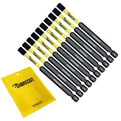 Image of 10 x SabreCut SCRH689_10 89mm H6 Hex Magnetic Impact Screwdriver Driver Bits Set Single Ended Heavy Duty Compatible with Dewalt Milwaukee Bosch Makita and Others