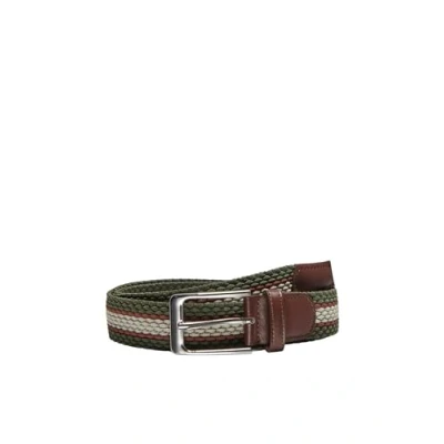 Image of ONLY &amp; SONS Men&#039;s Onslinus Braided Stribe Belt, Olive Night, 95