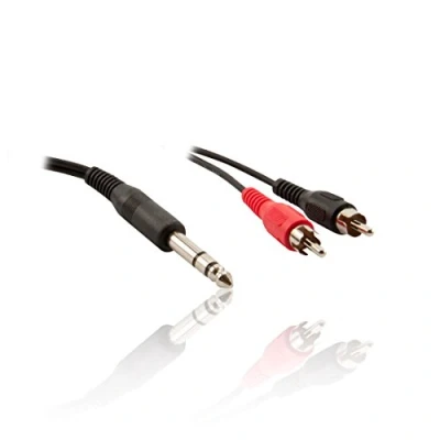 Image of Pro Signal PSG03070 6.35mm (1/4&quot;) Stereo Jack Plug to 2x Phono (RCA) Plugs Lead, 1m Black