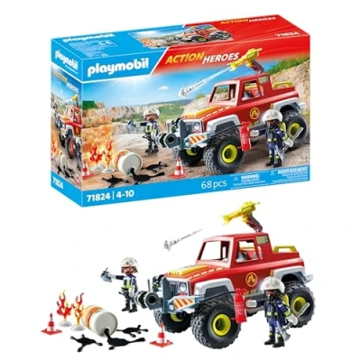 Image of Playmobil Action Heroes Fire Truck Engine Toy Car Toys for Children aged 4+ 71824