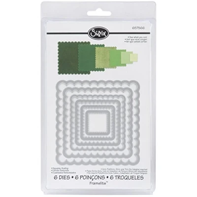 Image of Sizzix Framelits Die Squares Scallop, Set of 6, Multi Colour