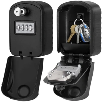 Image of Extra Large Key Lock Box ENONEO 4 Digit and Spare Combination Safe Wall Mounted Outdoor Waterproof Storage Cabinets for Home Office Garage School Factory (Black)