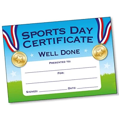 Image of 20 Sports Day Well Done Certificate Award Praise Teachers Reward Certificates A5 Primary Teaching Services