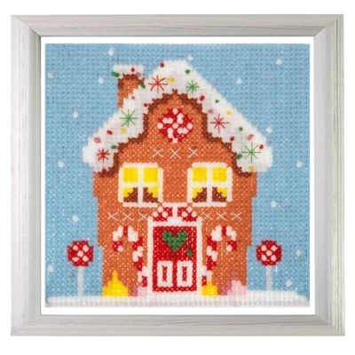 Image of Trimits Mini Counted Cross Stitch Kits, 13 x 13cm (5 5in), Gingerbread House