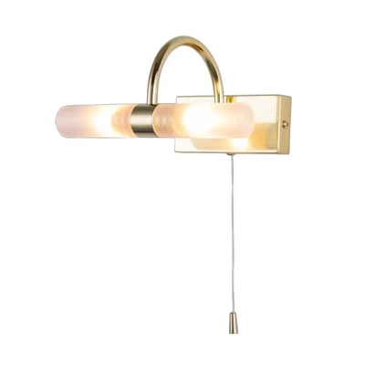 Image of Corvus 2 Light Bathroom Wall Lamp Satin Brass IP44