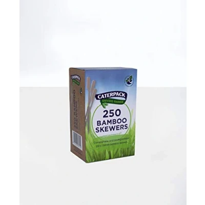Image of Caterpack Enviro Range Bamboo Skewers, Fully Recyclable and Biodegradable. 100% Bamboo, Splinter Free Smooth Texture. Perfect for BBQ&#039;s/Parties/Food Services, 150mm, 250 Pack