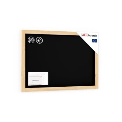 Image of ALLboards Black Chalkboard with Natural Wooden Frame 90x60cm, Chalk Writing Board