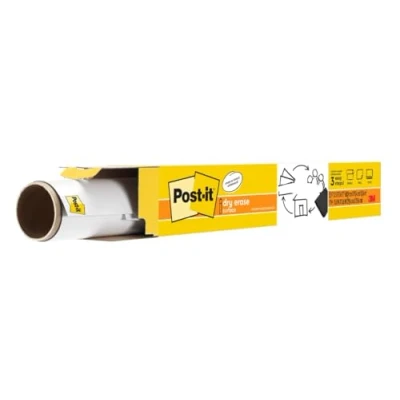 Image of Post it Dry Erase Whiteboard Film Surface for Walls, Doors, Tables, Chalkboards, Whiteboards, and More, Removable, Stain Proof, Easy Installation, 3 ft x 2 Roll, White, Feet (DEF3x2)