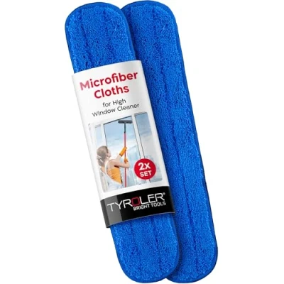Image of Tyroler Bright Tools Replaceable Microfiber Cleaning Cloth Used With The High Window Cleaner Super soft, Non Abrasive Highly Absorbent Cloths Best for Glass Windows,and More (Blue Pack of 2)