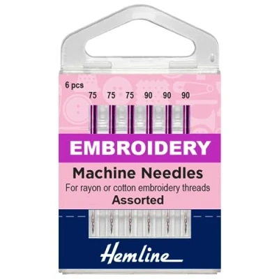 Image of Hemline Sewing Machine Needles Embroidery Assorted 75/90 108.99