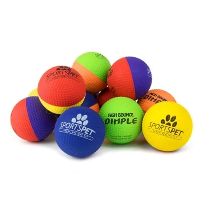 Image of SPORTSPET High Bounce Natural Rubber Dog Balls (High Dimple 12 Pack) (61mm)