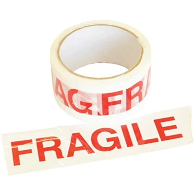 Image of Netagon Heavy Duty Strong Red &amp; White Fragile Packing Parcel Big Tape 48mm x 66m Pack of 2