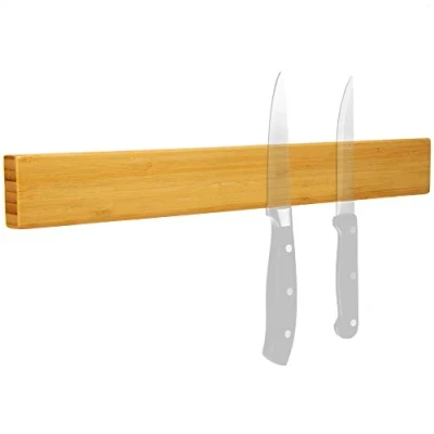 Image of com four® knife magnetic strip made of bamboo for wall mounting holder the kitchen rail knives 40 cm (Bamboo wood)