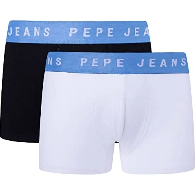 Image of Pepe Jeans Men&#039;s Logo Tk Lr 2P Trunks, White (White), L (Pack of 2)