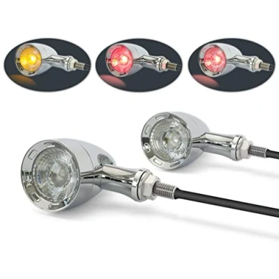 Image of Alchemy Parts Motorbike Integrated CHROME Retro LED Indicators + Stop &amp; Taillights