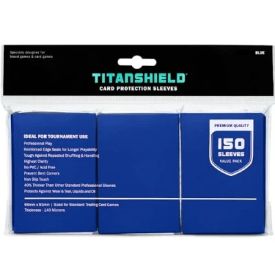 Image of TitanShield (150 Sleeves/Blue) Standard Size Board Game Trading Card Sleeves Deck Protector for Magic The Gathering MTG, Pokemon