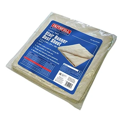 Image of Faithfull FAIDSCTST243 Hall / Stair Dust Sheet Cotton Twill 7 x 0.9 m (24 3 ft Approx)