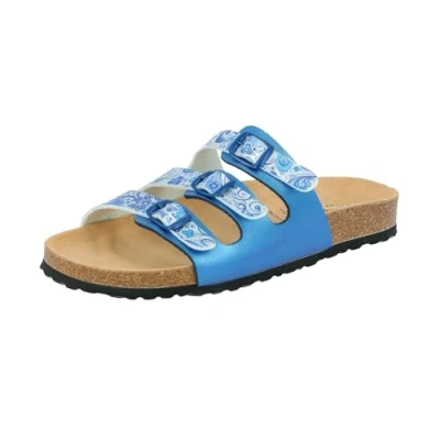 Image of Lico Women&#039;s Bioline Flower Mules, Blue White, 4 UK