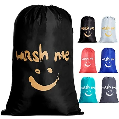 Image of IHOMAGIC Large Travel Laundry Bag, Wash Me Storage Hand Washable, Lightweight Bag for Dirty Clothes 120L Dorm, Camp and Apartments, Travel, Black