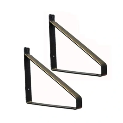 Image of Heavy Duty Shelf Brackets, 2 Pcs Iron Rustic Brackets Floating Shelves Tripod Triangle Wall Mounted Shelve Bracket(Black,10inch(25cm))