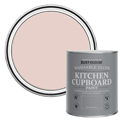 Image of Rust Oleum Pink Kitchen Cupboard Paint in Gloss Finish Champagne 750ml