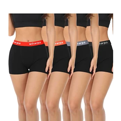 Image of wirarpa Women&#039;s Cotton Boxer Briefs 3&quot; Inseam Ladies Safety Shorts Anti Chafing Boyshorts Panties Black 4 Pack Size L