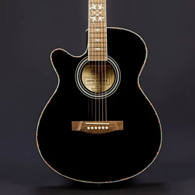 Image of Lindo B STOCK Left Handed Black Fire Electro Acoustic Guitar with Active Preamp, Digital Tuner, XLR/Jack and Padded Gig Bag (Minor Cosmetic Imperfections)