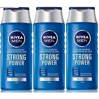 Image of Nivea Strong Power Hair Shampoo for Men Pack of 3 x 250 ml