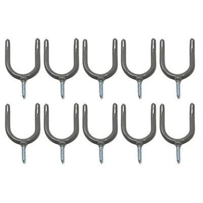Image of fiXte Tool Storage Utility Hooks Organizer Shed Garage Wall Mount Plastic Coated Grey 100mm (10)