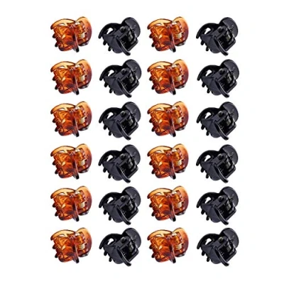 Image of Lansonee 24 Pcs Mini Hair Clips Plastic Accessories Claws Pins Clamps for Girls, Women (Black and Brown)