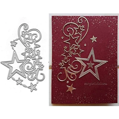 Image of Star Cluster Edge Metal Die Cuts, Merry Christmas Snowflake Stars Border Flower Strip Cutting Dies Cut Stencils for DIY Scrapbooking Album Decorative Embossing Paper Card Making