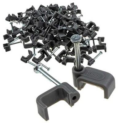 Image of FLAT Grey 10mm Cable Clips for 2.5mm2 Twin &amp; Earth Cables [100 Pack] [10mm (2.5mm2 T&amp;E)]