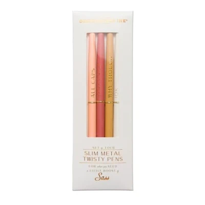 Image of Designworks Ink Twisty Slim Metal Pen Set, Set of 4, Cream Sass