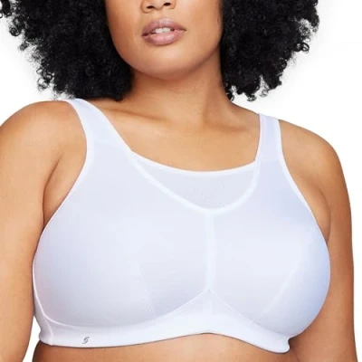 Image of Glamorise Full Figure Plus Size No Bounce Camisole Sports Bra Wirefree #1066 White