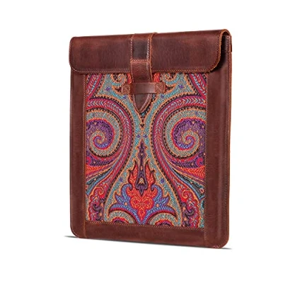 Image of Londo OTTO477 iPad Pro 12.9 Case 2020 Genuine Top Grain Leather with Woven Garment Design for 2018 3rd &amp; 4th Generation Compatible all 12 Inch Tablets Brown