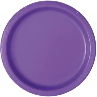 Image of Unique 99164EU Eco Friendly Paper Plates 18 cm Neon Purple Colour 20 Count (Pack of 1)