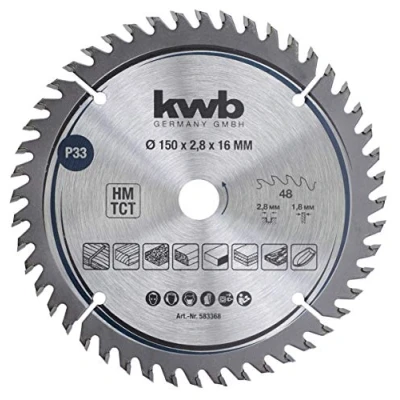 Image of KWB Circular Saw Blade 150 X 16 MM Very FINE Cut, Suitable for WORKTOPS, Wood, and Coated Panels